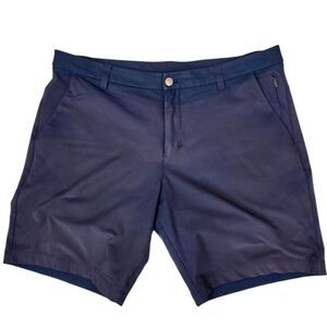 Lululemon Mens ABC Classic Fit Nave Blue Flat Front Multipocket Shorts 36